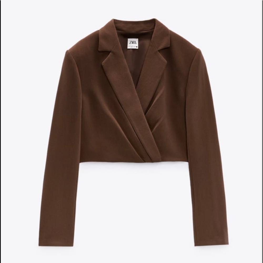 NEW Zara cropped shoulder-pad blazer